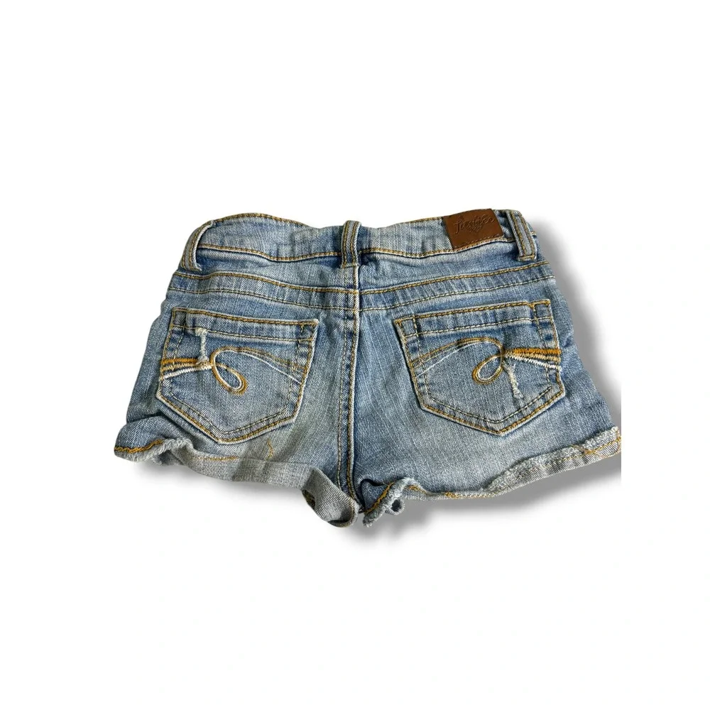 Justice Girls Light Wash Denim Shorts Rolled Cuff Size 7R Shortie‎